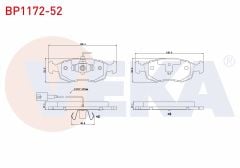 FREN BALATA ON FISLI FIAT G.PUNTO EVO (199) 1.3 MJT 2008-2012/ G.PUNTO EVO (199) 1.2i 2008-2012/ G.PUNTO EVO (199) 1.4 2008-2012/ G.PUNTO EVO (199) 1.6 2008-2012 - BP1172-52