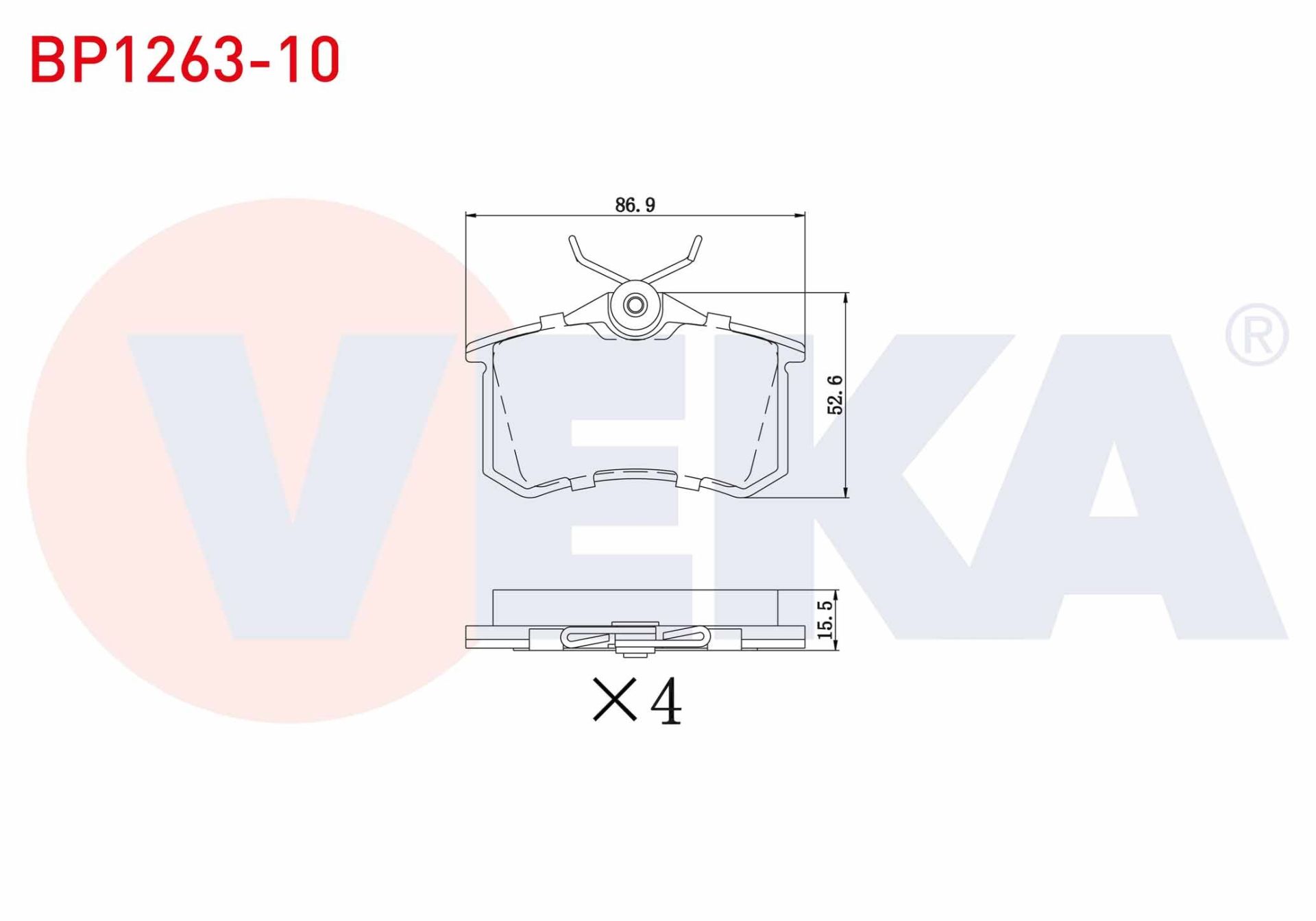 FREN BALATA ARKA 15,5mm GOLF IV-V-VI/JETTA V-VI/POLO III-IV-V-VI/CADDY III/CLIO III/MEGANE III-IV/207/208/307/308/PARTNER/C3 II-III/C4 II/A3 II/A4 II-III/A6 II/LEON II-III/IBIZA III-IV/CROSSLAND - BP1263-10