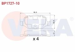 FREN BALATA ARKA FIAT LINEA 1.6 MJT 2007- / LINEA 1.4 T-JET 2007- / ALFA ROMEO 147 (937) 1.6 2001-2010 / 147 (937) 1.9 JTD 2001-2010 - BP1727-10