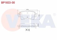 FREN BALATA ARKA RENAULT MASTER II 2.8 DTI 1998-2010/ MASTER II 2.5 DCI 1998-2010/ MASTER II 1.9 DTI 1998-2010/ OPEL MOVANO A 1.9 DTI 2001-2010/ MOVANO A 2.5 DTI 2001-2010 - BP1833-00