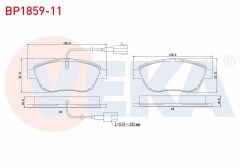 FREN BALATA ON CIFT FISLI FIAT DOBLO 1.3 MJT 90 HP 2010-/G.PUNTO 1.3 MJT 2005-2012/LINEA 1.4 T-JET 120 HP 2007-/LINEA 1.6 MJT 120 HP 2007-/BRAVO II 1.4 T-JET 2006-/OPEL COMBO D 1.6 CDTI 2012-  - BP1859-11