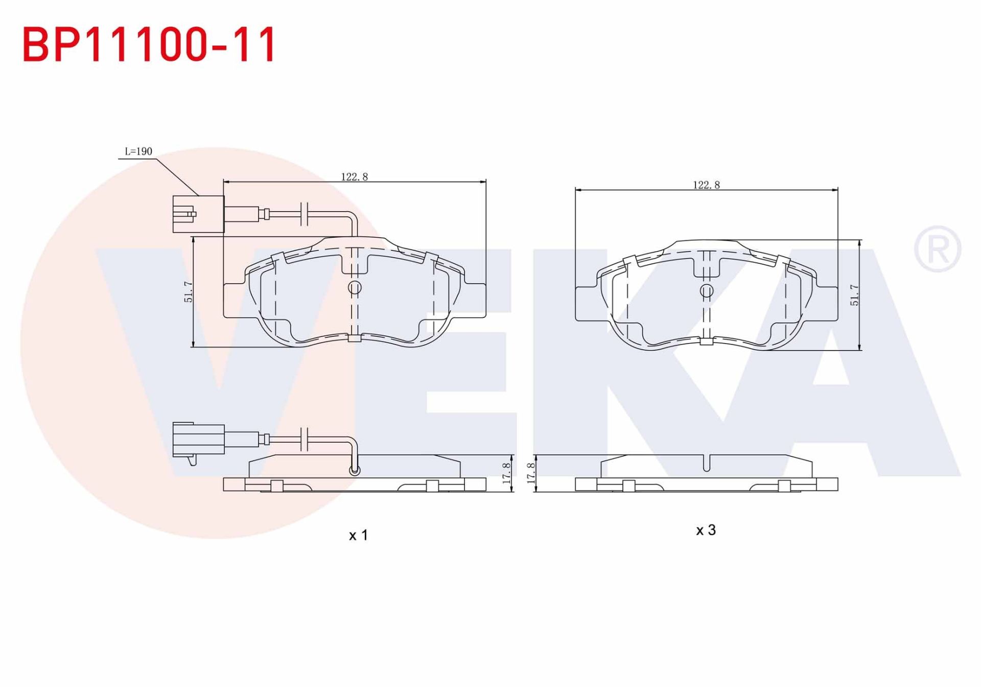 FREN BALATA ON FISLI FIAT FIORINO 1.3 MJT 2007- / LINEA 1.3 MJT 2007- / LINEA 1.4 2007-/ DOBLO 1.3 MJT 2001-2010 / G.PUNTO 1.3 MJT 2005-2012 / CITROEN NEMO 1.4 HDI 2007- / FORD KA 1.2i 2008- - BP11100-11