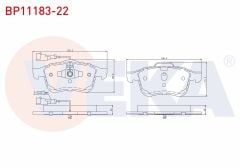 FREN BALATA ON CIFT FISLI FIAT DOBLO (152,263) 1.6 MJT 2010-/ DOBLO (152,263) 1.3 MJT 2010-/ DOBLO (152,263) 1.9 MJT 2010- / OPEL COMBO D 1.6 CDTI 2012- - BP11183-22