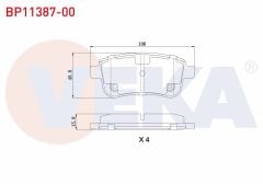 FREN BALATA ARKA 15-16 JANT RENAULT CLIO V 1.5 DCI 20-/ FLUENCE 1.5 DCI - 1.6 09-/ MEGANE III 1.5 DCI-1.9 DCI-2.0 DCI 08-15/ G. SCENIC 1.5 DCI 2009- ELEKTRİKLİ EL FRENİ - BP11387-00
