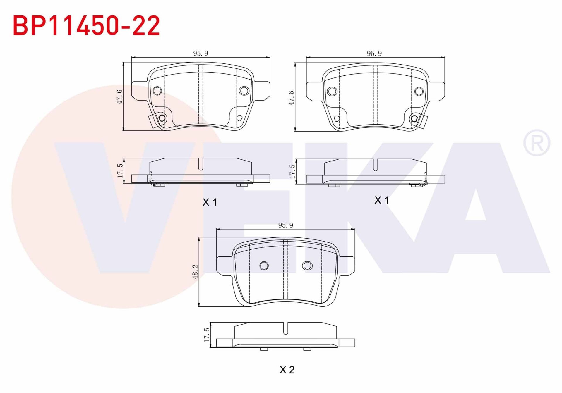 FREN BALATA ARKA IKAZLI FIAT EGEA 1.4 2016- /EGEA HB 1.6 2020- / EGEA CROSS 1.6 D 2020-/ OPEL CORSA E 1.2 15 JANT 2014- / ADAM 1.0 15 JANT 2014- - BP11450-22