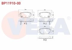 FREN BALATA ARKA IKAZLI FIAT EGEA 1.3 MJT 2015- / EGEA 1.6 MJT 2015- / EGEA 1.4 16v 2015-/ EGEA 1.6 16v 2015-/ EGEA HB 1.6 D 2020-/ EGEA CROSS 1.6 2020- - BP11910-00