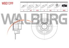 FREN DISKI ARKA DUZ 5 BJN 260X8X62,02X86,2 RENAULT MEGANE IV 1.5 DCI - 1.6 16v - 1.2 TCE MANYETIK ABS HALKALI PORYALI RULMANLI 2016- - WBD1399