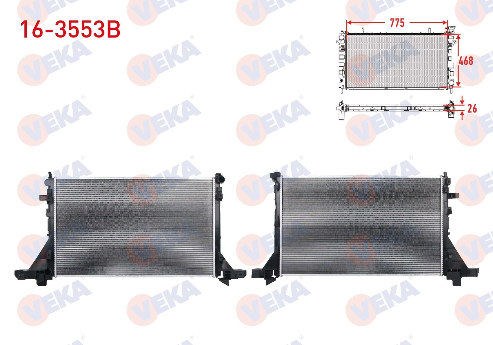 SU RADYATORU BRAZING RENAULT MASTER III (FV) 2.3 DCI A-T/M-T AC+ CIFT TEKER 2010- / OPEL MOVANO B 2.3 DCI 2010-  16-3553B