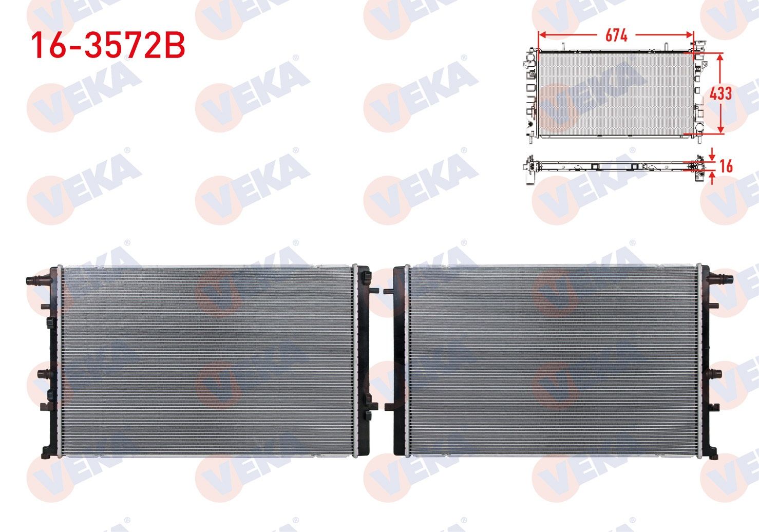 EK SU RADYATORU BRAZING RENAULT MEGANE IV 1.2 TCE - 1.3 Tce - 1.5 DCI Euro 6 2016- / KANGOO 1.5 DCI Euro 6 2018-   - 16-3572B