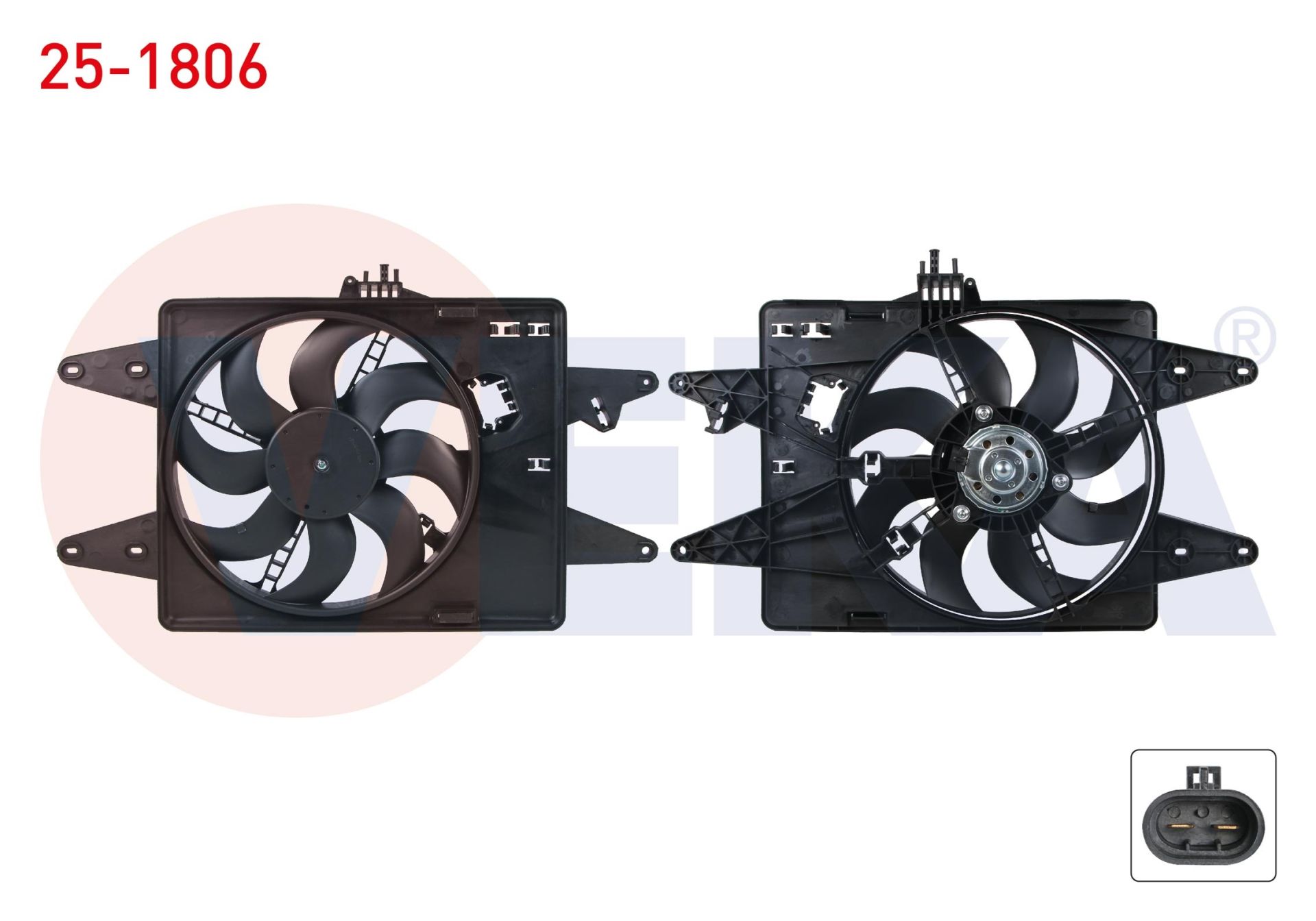 FAN MOTORU SU RADYATORU DAVLUMBAZLI TEKLI FAN FIAT DOBLO (119,223) 1.9 D AC - 2001-2010  -  25-1806