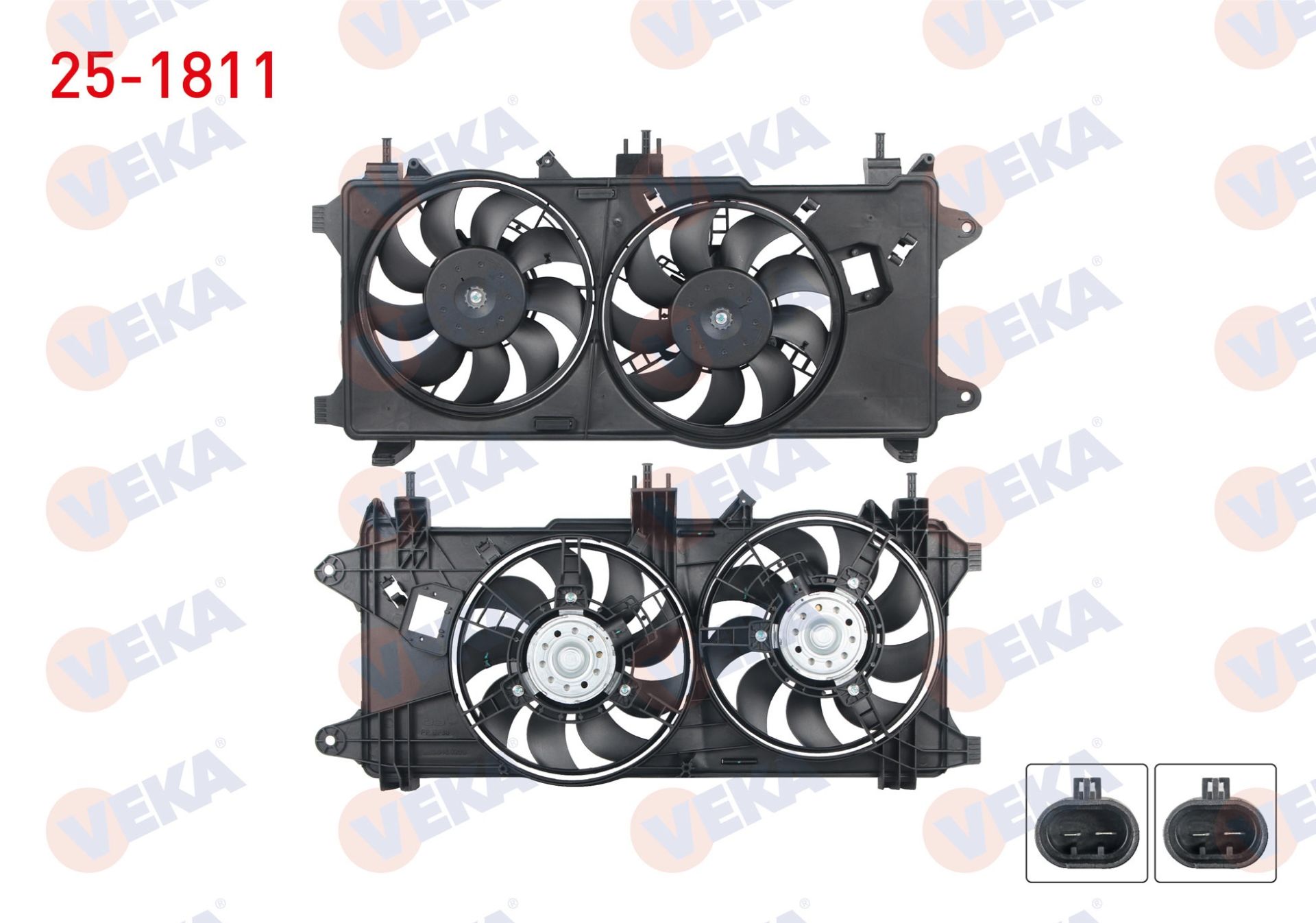 FAN MOTORU (SU+KLIMA) DAVLUMBAZLI CIFTLI FIAT DOBLO (119,223) 1.3 MJT KLIMALI 2005-2010 -  25-1811