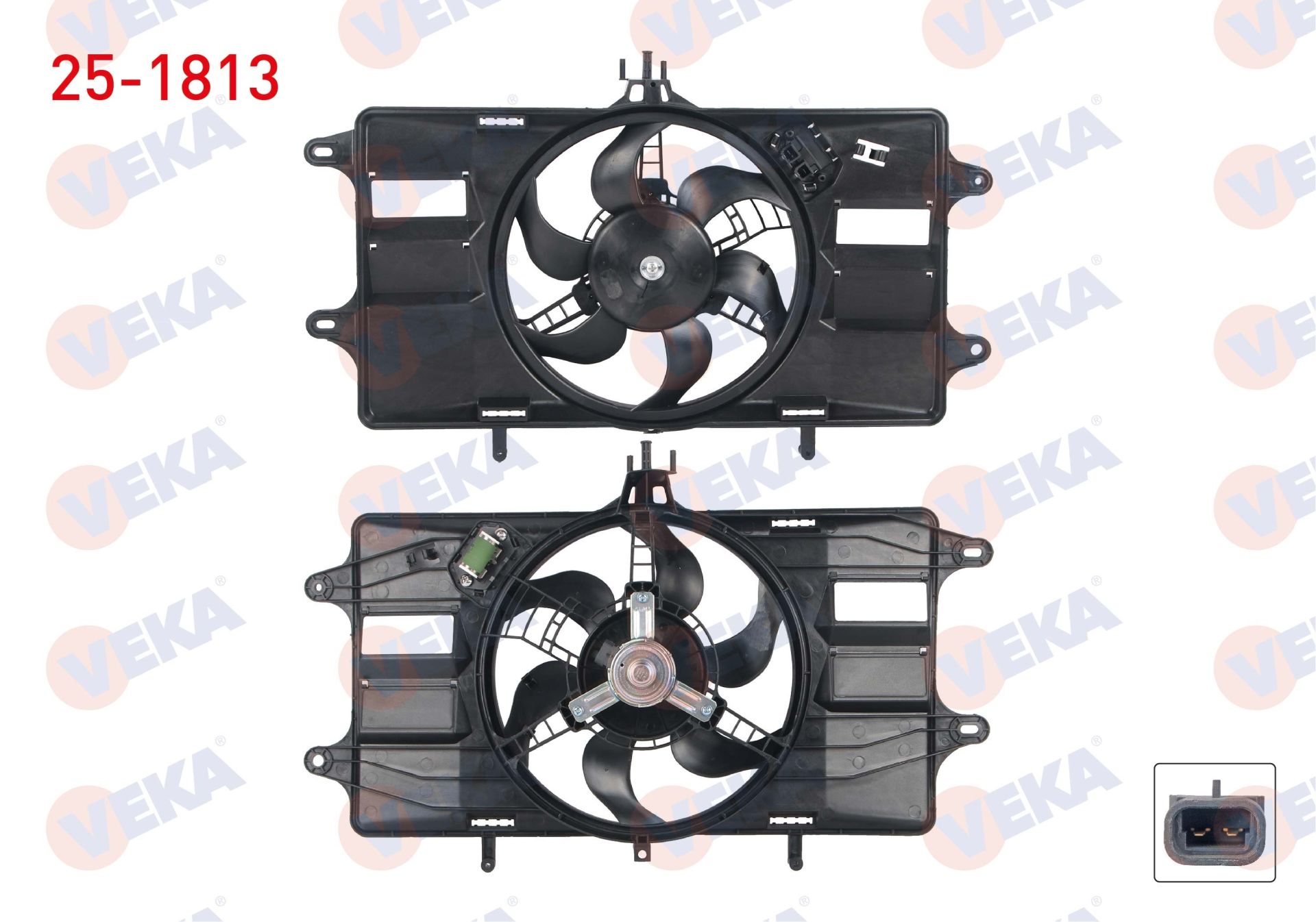 FAN MOTORU (SU+KLIMA) TEKLI FANLI RESIZTANSLI FIAT DOBLO (119,223) 1.2i 2001-2010  - 25-1813