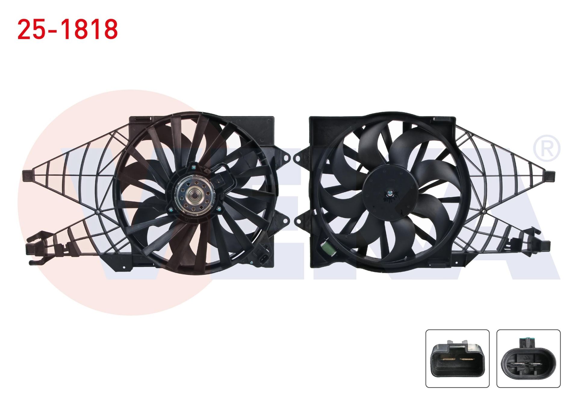 FAN MOTORU (SU+KLIMA) DAVLUMBAZLI TEKLI FAN FIAT LINEA (323) 1.3 MJT 2007-  - 25-1818