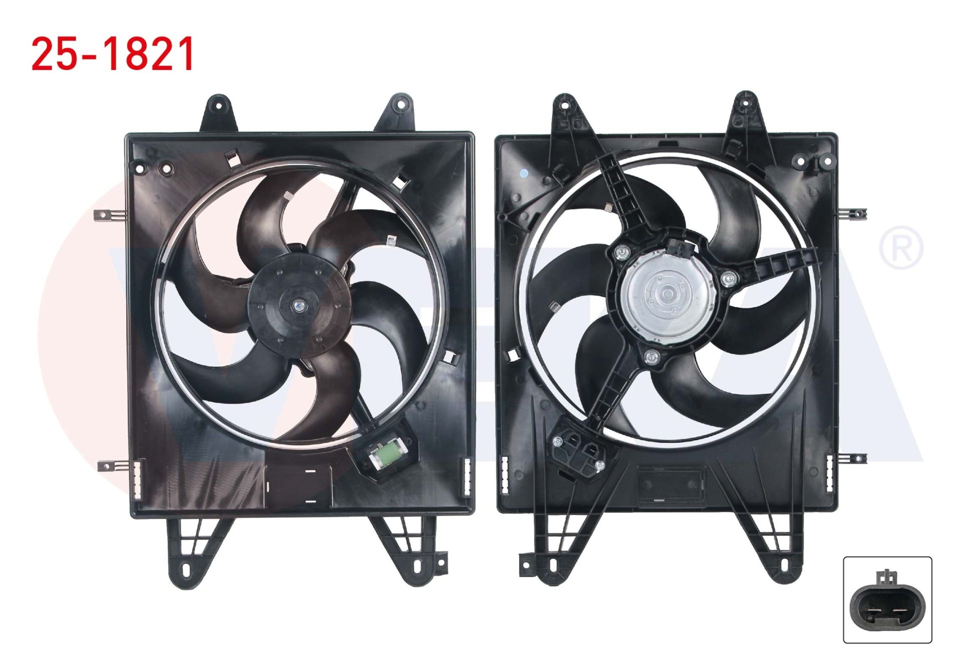 FAN MOTORU (SU+KLIMA) DAVLUMBAZLI TEKLI FAN REZISTANSLI FIAT MAREA (185) 1.6i 16v 1996-2007 -  25-1821