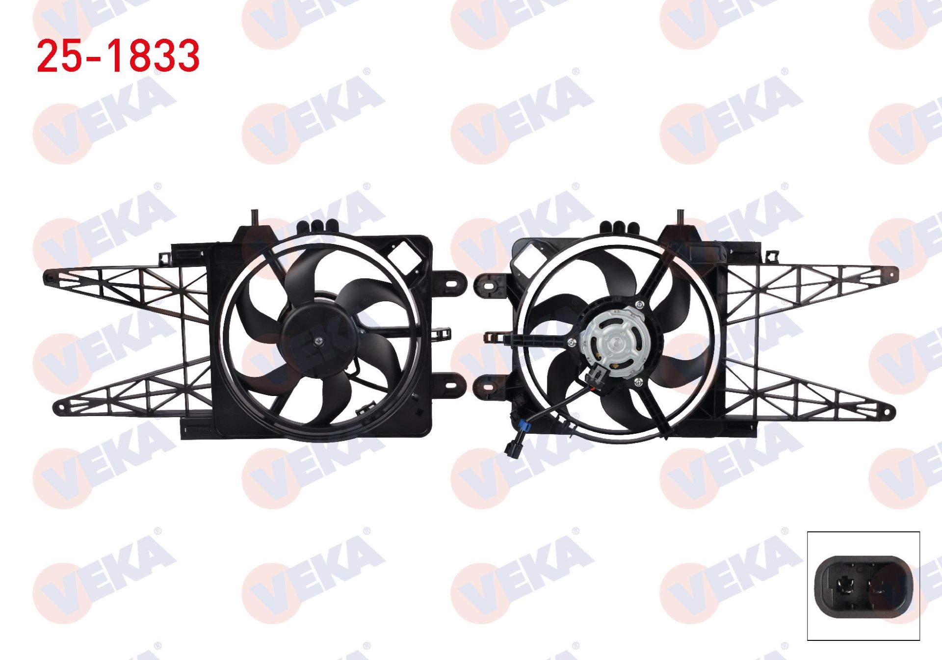 FAN MOTORU (SU+KLIMA) DAVLUMBAZLI TEKLI FANLI (KABLOLU) FIAT PUNTO 1.2 AC+ 1999-2012 -  25-1833