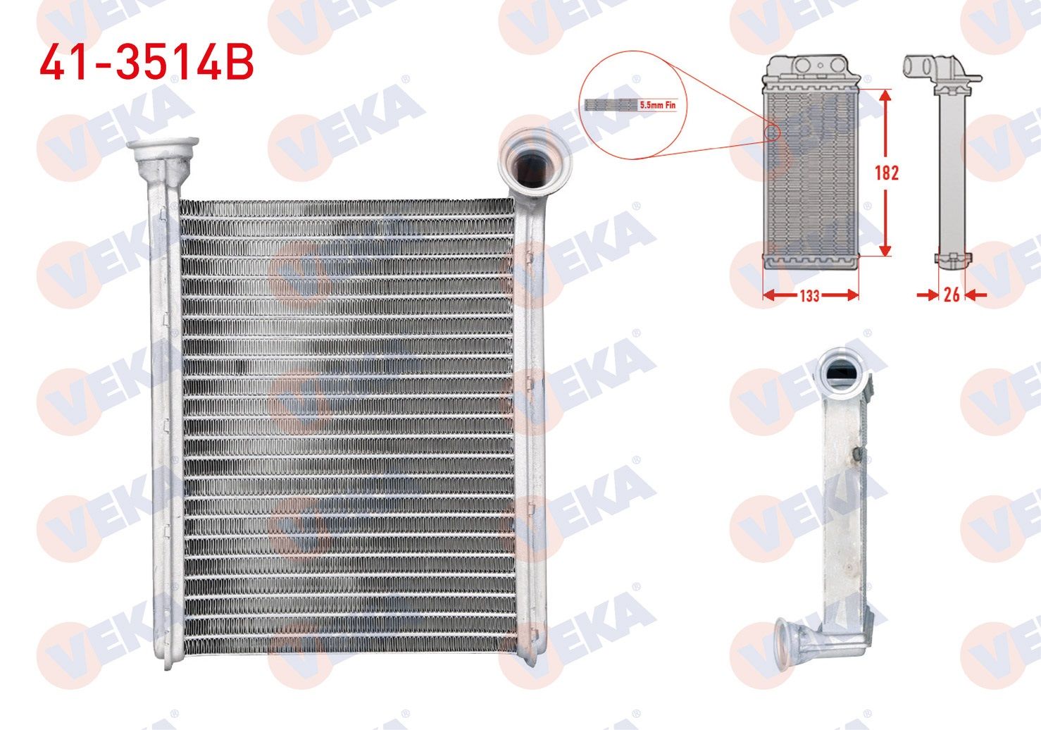 KALORIFER RADYATORU BRAZING (5.5mm fin) RENAULT CLIO IV 1.5 DCI 2012- -  41-3514B