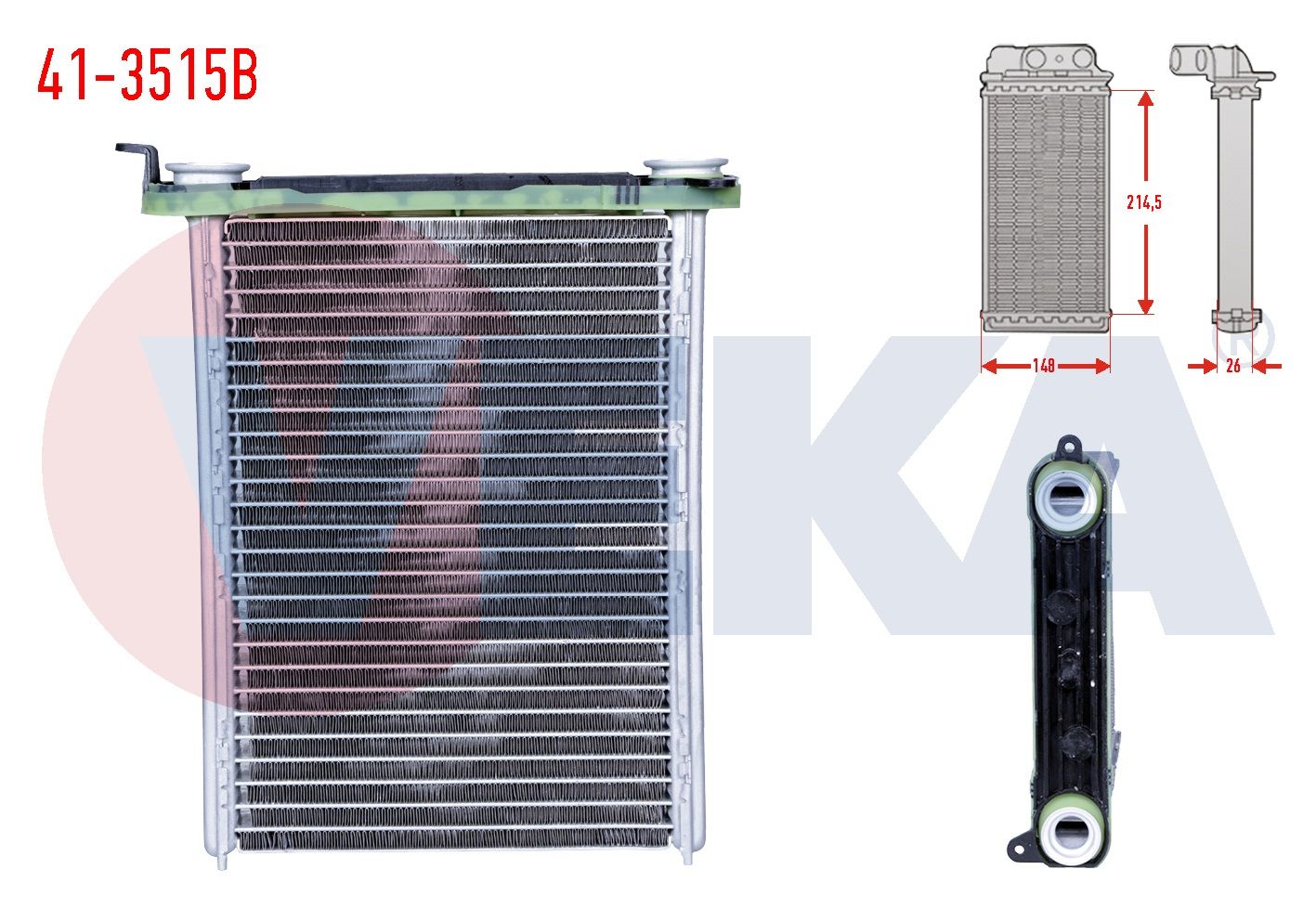 KALORIFER RADYATORU BRAZING RENAULT FLUENCE 1.5 DCi 2010- / MEGANE III 1.5 DCi, 1.6-1.6 DCi 2008-2015 / SCENIC III 1.5-1.6 DCi 2009-2016 / TRAFIC III 1.6 DCi 2014-  - 41-3515B