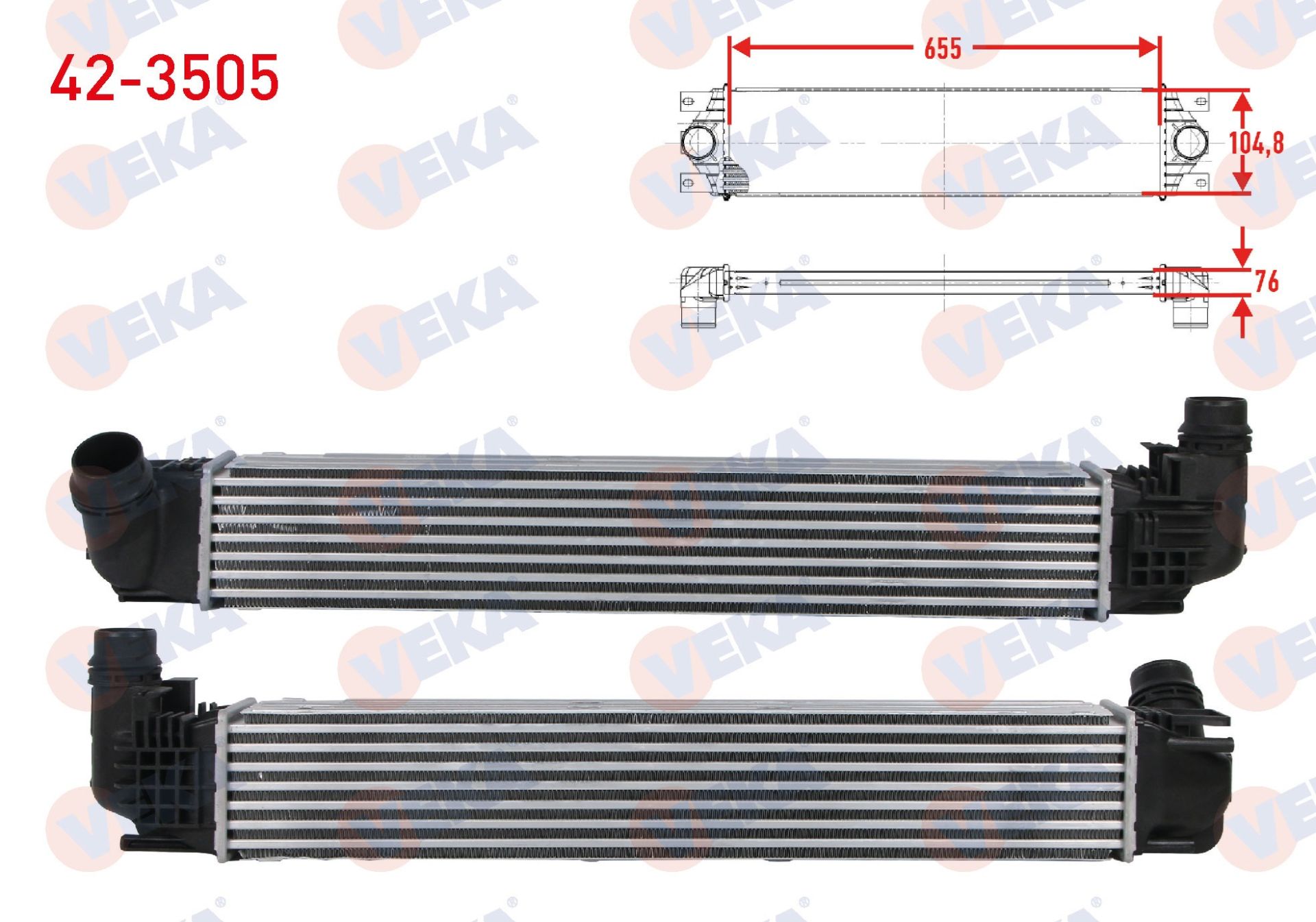TURBO RADYATORU (INTERCOOLER) DACIA DUSTER 1.5 DCI (K9K 892-894-896-898) 2012-  - 42-3505