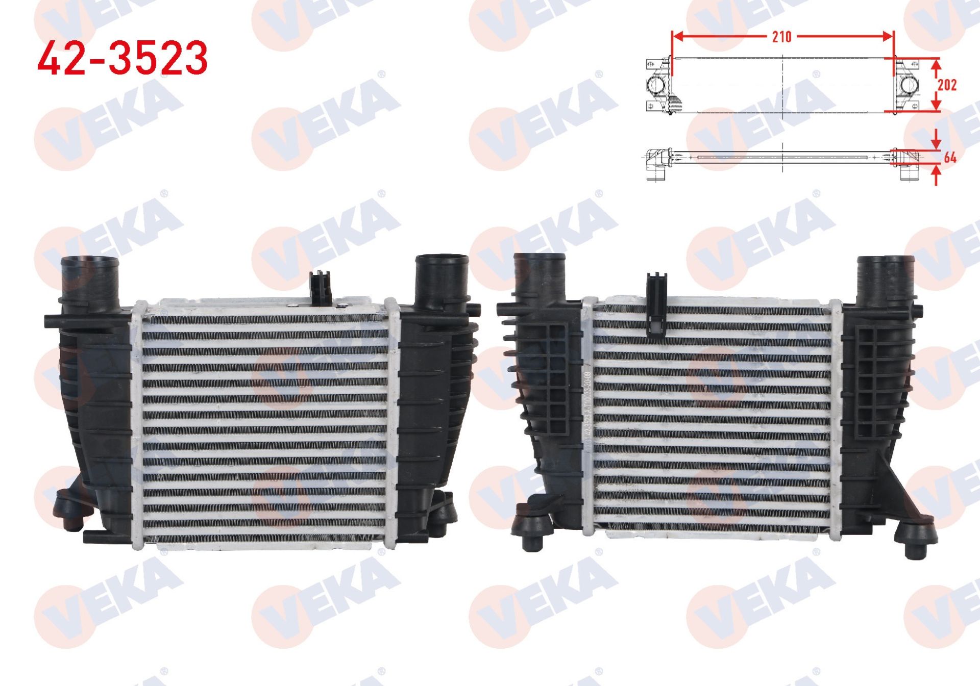 TURBO RADYATORU (INTERCOOLER) RENAULT CLIO III 1.5 DCI 2005-2012/ NISSAN NOTE 1.5 DCI 2006-2013  - 42-3523